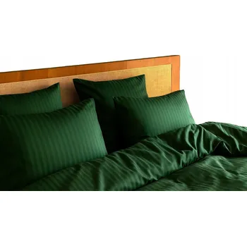 Povlečení Pościel w paski zielona 220x200 damaškový bavlněný satén