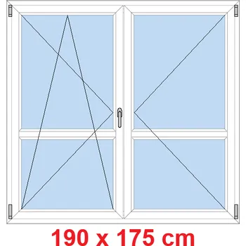 Okno Soft Dvoukřídlé balkonové dveře s příčkou 190x175 cm, otevíravé a sklopné