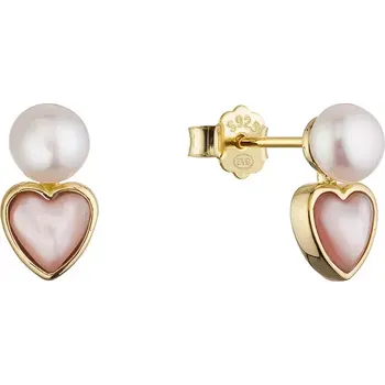 Náušnice Pozlacené náušnice s říční perlou srdíčka 21119.1