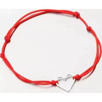 Oblečení a móda Náramek bílé zlato 585 červený provázkový se srdcem 74-5187B-CV délka 18 cm
