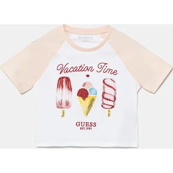 Dětská móda Dětské bavlněné tričko Guess J5GI06.K8HM4.PPYA béžová 02X, vel. 136-146