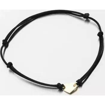 Oblečení a móda Náramek žluté zlato 585 černý provázkový se srdcem 74-005ZL-Black délka 21 cm