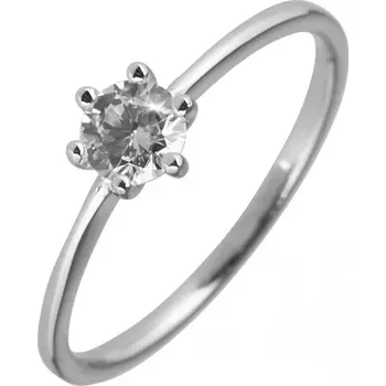 Prsten Stříbrný prsten s kulatým zirkonem bílý 15007.1 crystal velikost 54