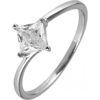 Oblečení a móda Stříbrný prsten se zirkonem čtverec bílý 15006.1 crystal velikost 53