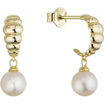 Náušnice Pozlacené náušnice kruhy se zavěšenou říční perlou 21126.1