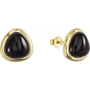 Oblečení a móda Pozlacené náušnice trojúhelník s pravým onyxem 11728.3