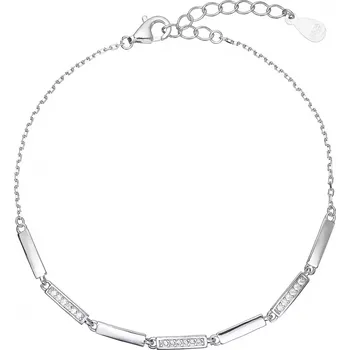 Oblečení a móda Stříbrný náramek obdélníky a zirkony 13080.1 crystal