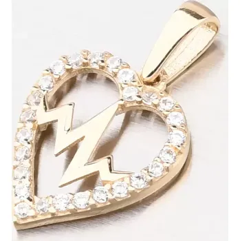 Šperk Dámský přívěsek žluté zlato 585 zirkon srdce 43-22213