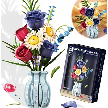 ostatní stavebnice STAVEBNICE KVĚTINY KYTICE 787 DÍLKŮ - UNIKÁTNÍ VÁZA A BAREVNÉ KOMBINACE