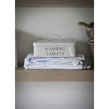 Úložný box Plechový box na mycí tablety Chalk