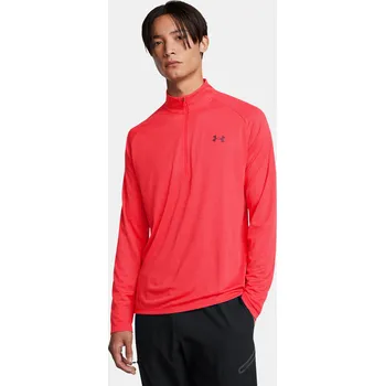 Pánské tričko Under Armour UA Tech Textured 1/2 Zip- 1382797-713 Červená SM