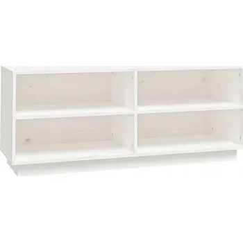 Botník Bílá dřevěná botník 110 x 34 x 45 cm z masivního borovicového dřeva