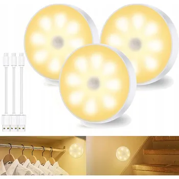 Noční světlo Noční lampa LED se senzorem pohybu a soumraku 3ks teplé světlo