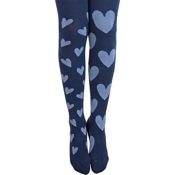 Vzorované dívčí punčocháče GATTA SRDÍČKA modré Velikost: 140-146