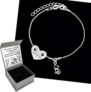 Náramek Náramek pro Dítě Jméno Kočka Kotě GRAVÍROVÁNÍ Stříbro 925