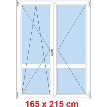 Okno Soft Dvoukřídlé balkonové dveře s příčkou 165x215 cm, otevíravé a sklopné