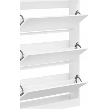 Botník Bílá botník úzká 80 x 21 x 125,5 cm se třemi zásuvkami