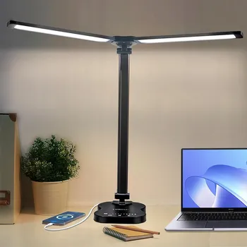 Lampička LQWELL LED Stolní Lampa s Dvojitým Ramenem USB Dotyková