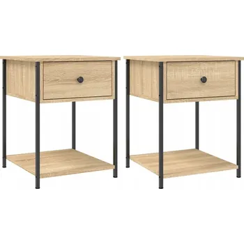 Noční stolek Noční stolky dub sonoma 44 x 45 x 58 cm, dřevotříska, železo