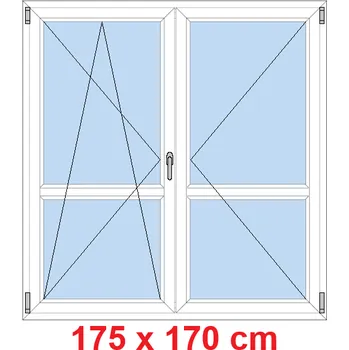 Okno Soft Dvoukřídlé balkonové dveře s příčkou 175x170 cm, otevíravé a sklopné