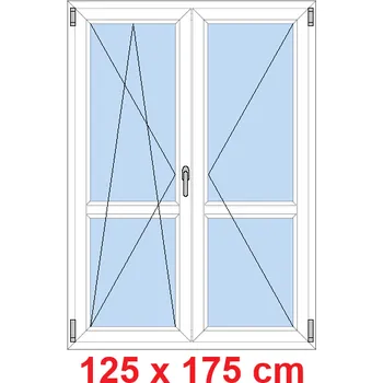Okno Soft Dvoukřídlé balkonové dveře s příčkou 125x175 cm, otevíravé a sklopné