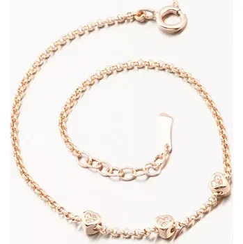 Náramek Dámský náramek růžové zlato 585 srdíčky DZF5740-CV-ZIR délka 16 cm