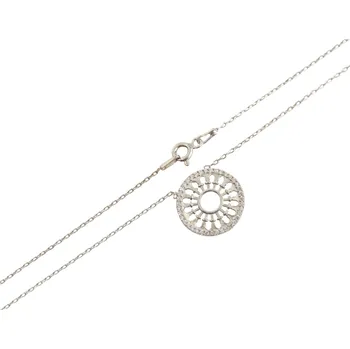 Náhrdelník Stříbrný náhrdelník - kolečko se zirkony, rhodiovaný, Ag 925