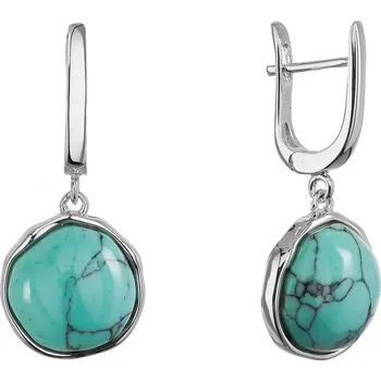 Oblečení a móda Stříbrné visací náušnice s pravým tyrkysem 11735.3