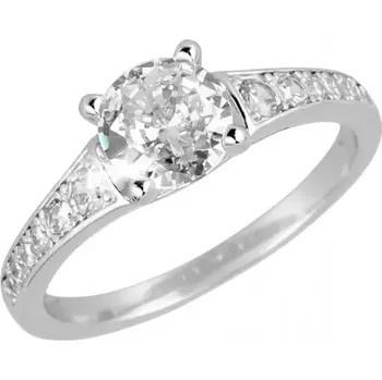 Prsten Stříbrný prsten luxusní se zirkony bílý čtverec 15009.1 crystal velikost 56