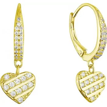 Náušnice Pozlacené stříbrné náušnice se zavěšeným srdíčkem 11720.1