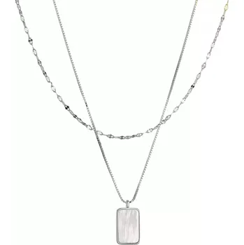 Náhrdelník Stříbrný dvojitý náhrdelník s bílou perletí 12155.1