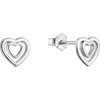 Náušnice Stříbrné náušnice dvě srdíčka v sobě 61037