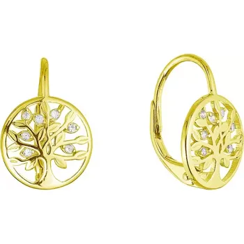 Náušnice Pozlacené stříbrné náušnice strom života se zirkony 11712.1