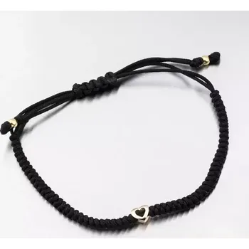 Náramek Náramek žluté zlato 585 černý provázkový se srdcem 74-5419ZL-Black délka 19 cm