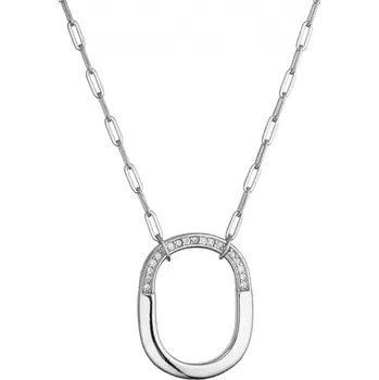 Oblečení a móda Stříbrný náhrdelník ovál se zirkony 12128.1 crystal
