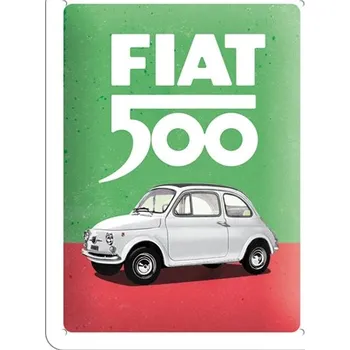 Plechová cedule NOSTALGIC ART cedule FIAT 500 green/red