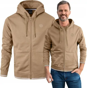 Pánská móda Sportovní pánská mikina na zip s kapucí Zateplená BÉŽOVÁ XL Pako Jeans