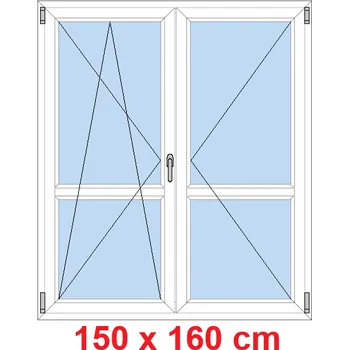 Okno Soft Dvoukřídlé balkonové dveře s příčkou 150x160 cm, otevíravé a sklopné