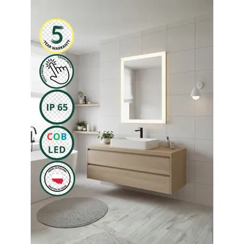 Zrcadlo Zrcadlo LED Lena s dotykovým spínačem | 50×50 cm | Teplá bílá 3000K | Vyrobeno v PL