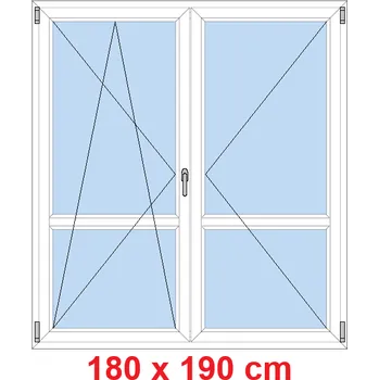 Okno Soft Dvoukřídlé balkonové dveře s příčkou 180x190 cm, otevíravé a sklopné