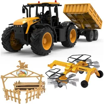 RC model auta Set RC traktoru JCB Fastrac 4220, obraceče sena a ohrady