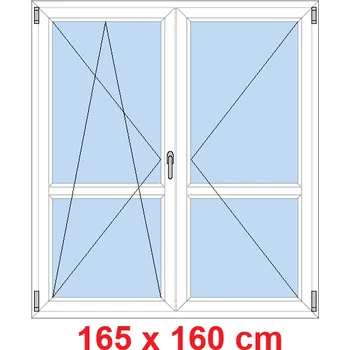 Okno Soft Dvoukřídlé balkonové dveře s příčkou 165x160 cm, otevíravé a sklopné