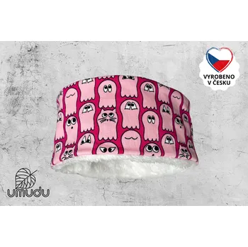 Zimní čelenka umudu Zimní hřejivá čelenka Funny Ghosts Pink – ručně šitá v Česku | Umudu