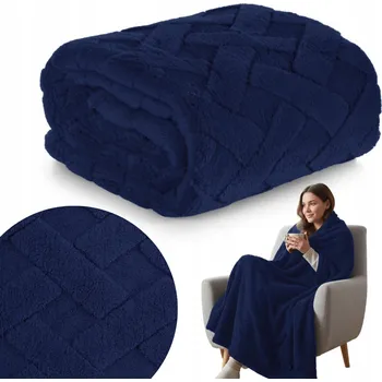 Prostěradlo Přehoz/deka na postel CARO měkký 160x200 cm tmavě modrá