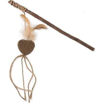 Hračka Magic Cat Natural Fun šidítko srdce s přírodními pírky a provázky 25 cm