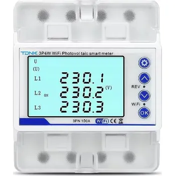 Třífázový elektroměr 100A 400V DIN obousměrný pro fotovoltaiku (PV) TUYA WiFi