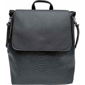 Městský batoh Černý dámský batoh s hadím vzorem Patty