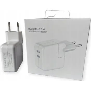 Rychlá síťová nabíječka se dvěma USB-C porty s výkonem 50W BÍLÁ