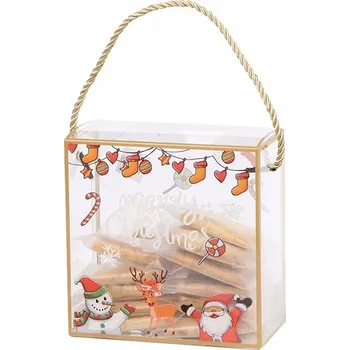 Vánoční dekorace Vánoční krabičky 5 ks průhledné s potiskem na perníky a cukroví