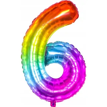 Balónek Fóliový balónek Číslice 6 duhový, 100 cm (40 palců)